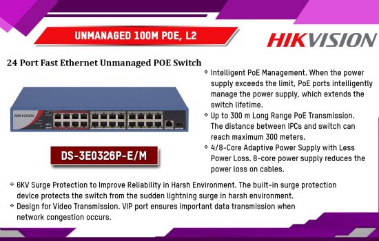 DS-3E0326P-E/M UnManaged 100M POE, L2 Hikvision Camera.lk Colombo Sri Lanka