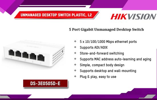 DS-3E0505D-E Unmanaged Desktop Switch Plastic, L2 Hikvision Camera.lk Colombo Sri Lanka