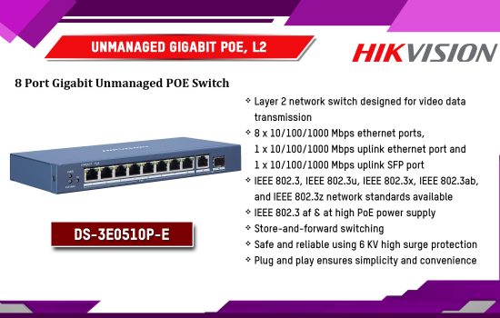 DS-3E0510P-E Unmanaged Gigabit POE, L2 Hikvision Camera.lk Colombo Sri Lanka