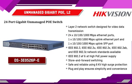 DS-3E0526P-E Unmanaged Gigabit POE, L2 Hikvision Camera.lk Colombo Sri Lanka