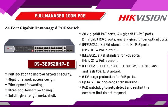 DS-3E0528HP-E Full Managed 100M POE Hikvision Camera.lk Colombo Sri Lanka