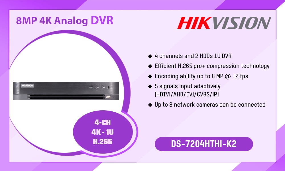 DS-7204HTHI-K2 8MP 4K ANALOG DVR Hikvision Camera.lk Colombo Sri Lanka