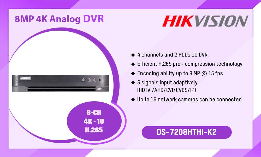 DS-7208HTHI-K2 8MP 4K ANALOG DVR Hikvision Camera.lk Colombo Sri Lanka