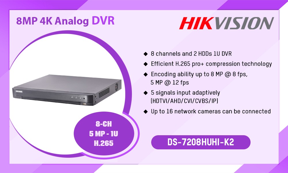 DS-7208HUHI-K2 8MP 4K ANALOG DVR Hikvision Camera.lk Colombo Sri Lanka