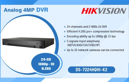 Hikvision DS-7208HQHI-M1 8CH 4MP HD-TVI DVR – H.265+, 4 Additional IP Channels, Smart Home Compatible (No HDD)
