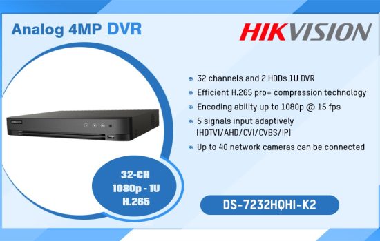 DS-7232HQHI-K2 ANALOG 4MP DVR Hikvision Camera.lk Colombo Sri Lanka