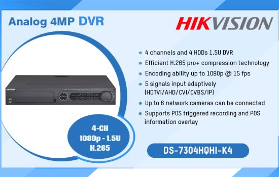 DS-7304HQHI-K4 ANALOG 4MP DVR Hikvision Camera.lk Colombo Sri Lanka