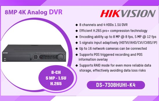 DS-7308HUHI-K4 8MP 4K ANALOG DVR Hikvision Camera.lk Colombo Sri Lanka