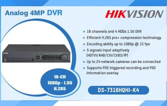 DS-7316HQHI-K4 ANALOG 4MP DVR Hikvision Camera.lk Colombo Sri Lanka