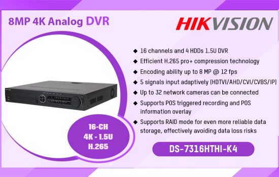 DS-7316HTHI-K4 8MP 4K ANALOG DVR Hikvision Camera.lk Colombo Sri Lanka