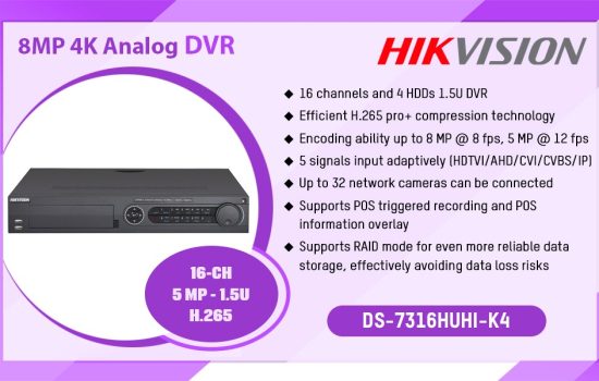DS-7316HUHI-K4 8MP 4K ANALOG DVR Hikvision Camera.lk Colombo Sri Lanka