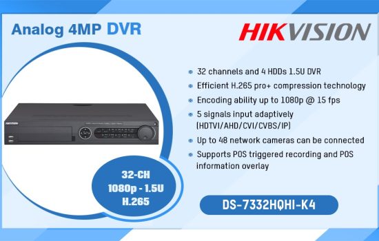 DS-7332HQHI-K4 ANALOG 4MP DVR Hikvision Camera.lk Colombo Sri Lanka
