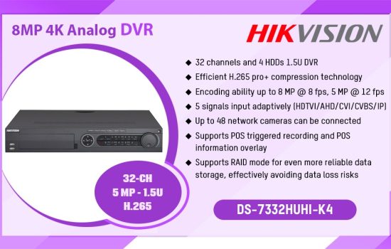 DS-7332HUHI-K4 8MP 4K ANALOG DVR Hikvision Camera.lk Colombo Sri Lanka