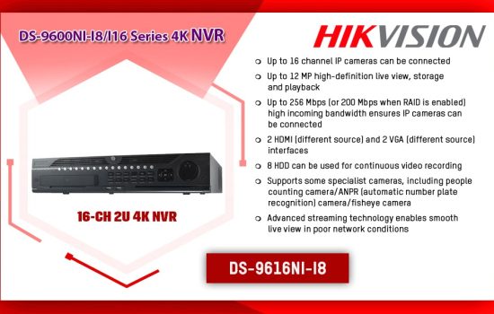 DS-9616NI-I8 DS-9600NI-I8/I16 SERIES 4K NVR (H.265+) Hikvision Camera.lk Colombo Sri Lanka