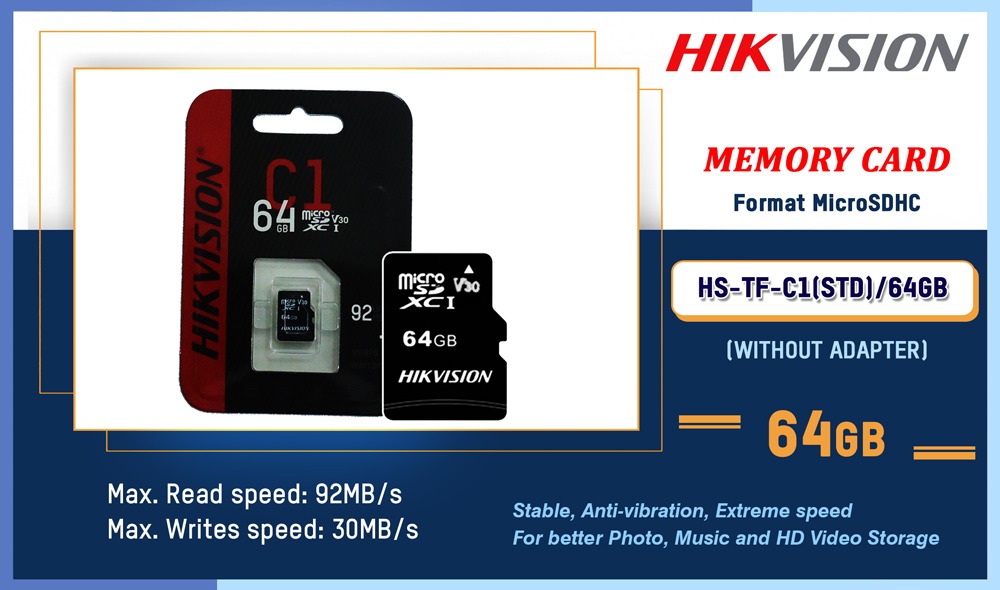 HS-TF-C1(STD)/64GB-(WITHOUT-ADAPTER) Memory Card Format MicroSDHC Hikvision Camera.lk Colombo Sri Lanka