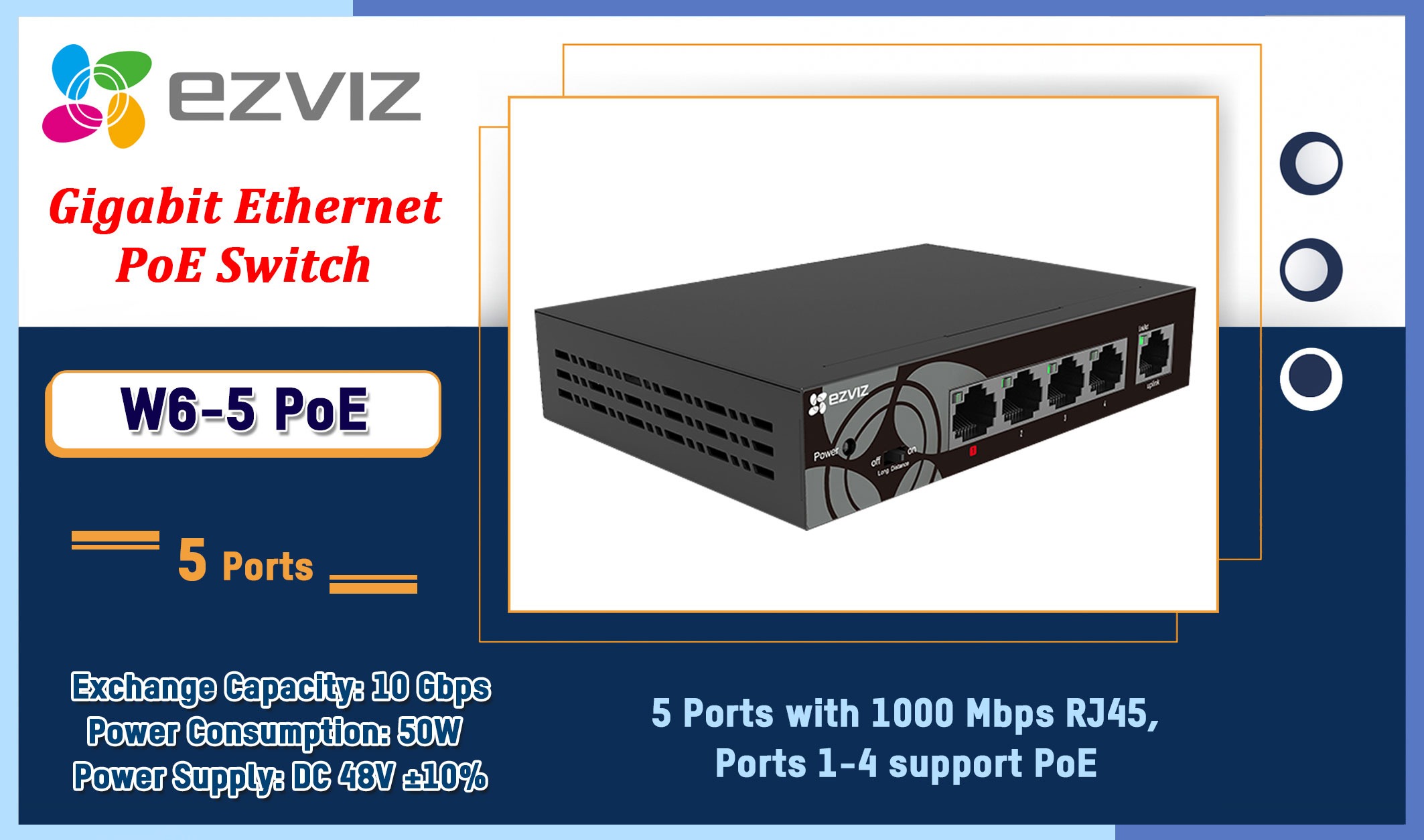 W6-5-PoE 5-Port Gigabit Ethernet PoE Switch Ezviz Camera.lk Colombo Sri Lanka