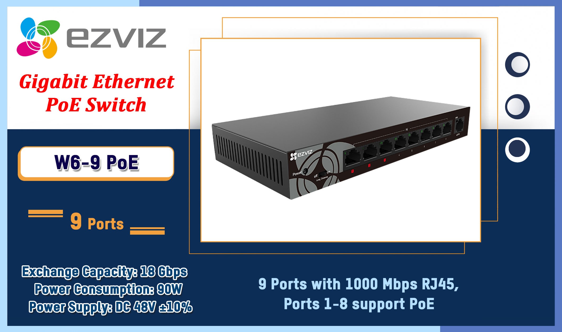W6-9-PoE 9-Port Gigabit Ethernet PoE Switch Ezviz Camera.lk Colombo Sri Lanka