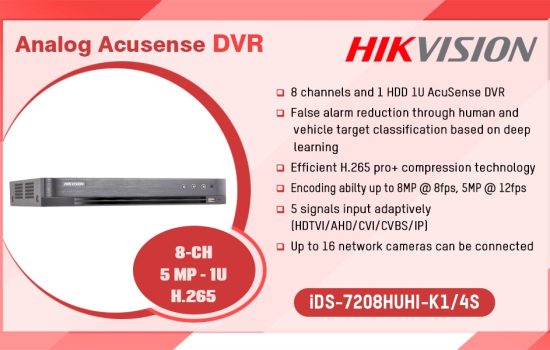 iDS-7208HUHI-K1/4S ANALOG ACUSENSE DVR Hikvision Camera.lk Colombo Sri Lanka