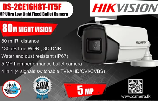 DS-2CE16D0T-EXIPF - Hikvision 5MP Ultra Low Light Fixed Bullet Camera Camera.lk Colombo Srilanka