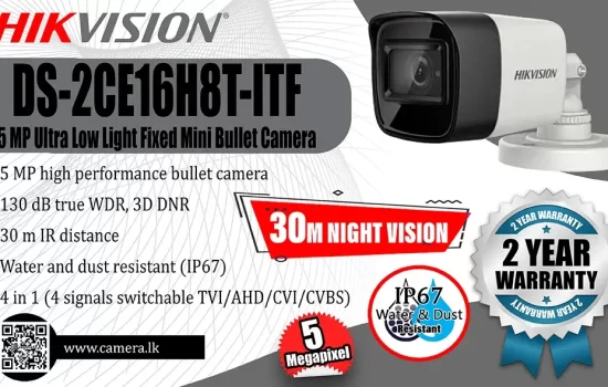 DS-2CE16H8T-ITF - Hikvision 5MP Ultra Low Light Fixed Mini Bullet Camera Camera.lk Colombo Srilanka