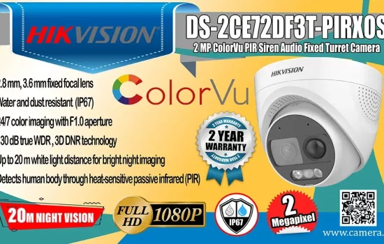 DS-2CE72DF3T-PIRXOS - Hikvision 2MP ColorVu PIR Siren Audio Fixed Turret Camera Camera.lk Colombo Srilanka