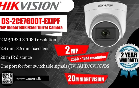 DS-2CE76D0T-EXIPF - Hikvision 2MP Indoor EXIR Fixed Turret Camera Camera.lk Colombo Srilanka