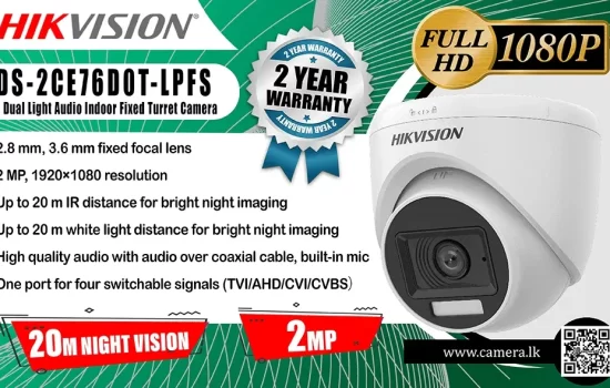 DS-2CE76D0T-LPFS - Hikvision 2MP Dual Light Audio Indoor Fixed Turret Camera Camera.lk Colombo Srilanka