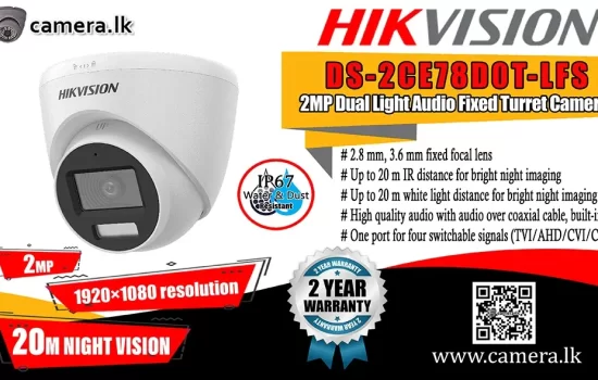 DS-2CE78D0T-LFS - Hikvision 2MP Dual Light Audio Fixed Turret Camera Camera.lk Colombo Srilanka