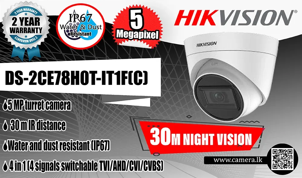 DS-2CE78H0T-IT1F(C) - Hikvision 5MP Turret Camera Camera.lk Colombo Srilanka