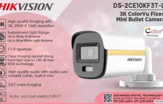 DS-2CE10KF3T-L - Hikvision 3K ColorVu Fixed Mini Bullet Camera Camera.lk Srilanka
