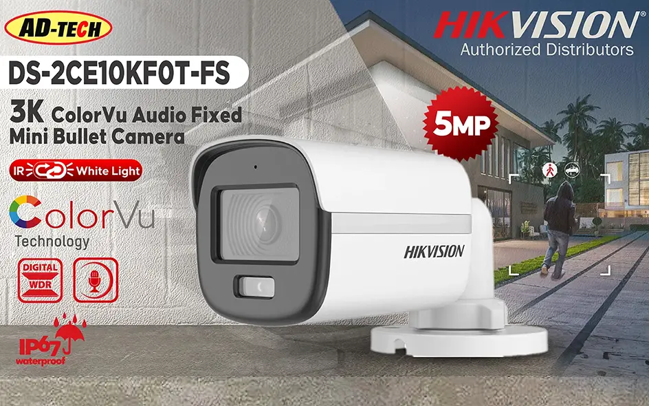 DS-2CE10KF0T-FS - Hikvision 5MP 3K ColorVu Audio Fixed Mini Bullet Camera Camera.lk Srilanka