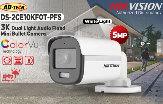 DS-2CE10KF0T-PFS - Hikvision 5MP 3K Dual Light Audio Fixed Mini Bullet Camera Camera.lk Srilanka