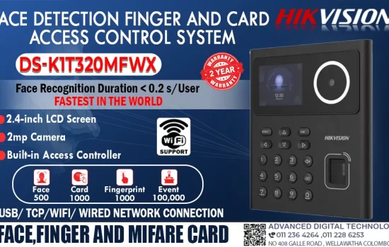 DS-K1T320MFWX Hikvision Face Detection Finger and Card Access Control System Camera.lk Srilanka