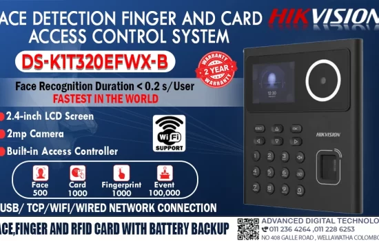 DS-K1T320EFWX-B Hikvision Face Detection Finger and Card Access Control System Camera.lk Srilanka