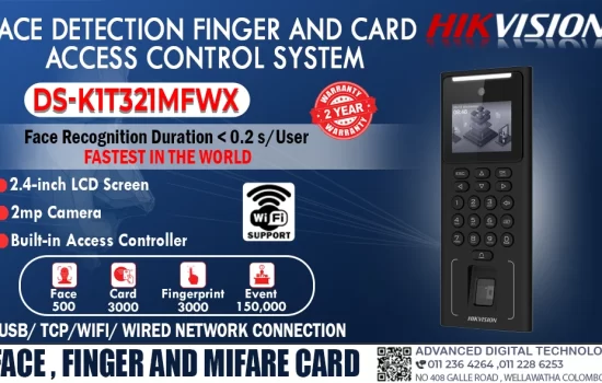 DS-K1T321MFWX Hikvision Face Detection Finger and Card Access Control System Camera.lk Srilanka