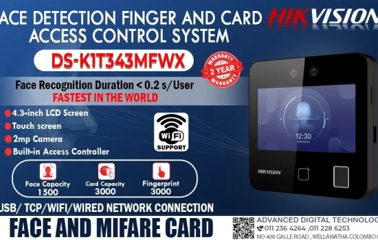 DS-K1T343MFWX Hikvision Face Detection Finger and Card Access Control System Camera.lk Srilanka