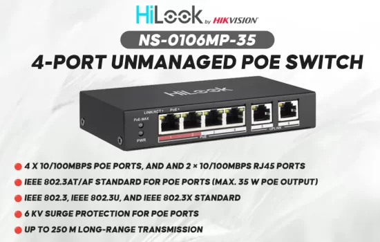 NS-0106MP-35 HILOOK 4-Port Unmanaged PoE Switch Colombo Srilanka