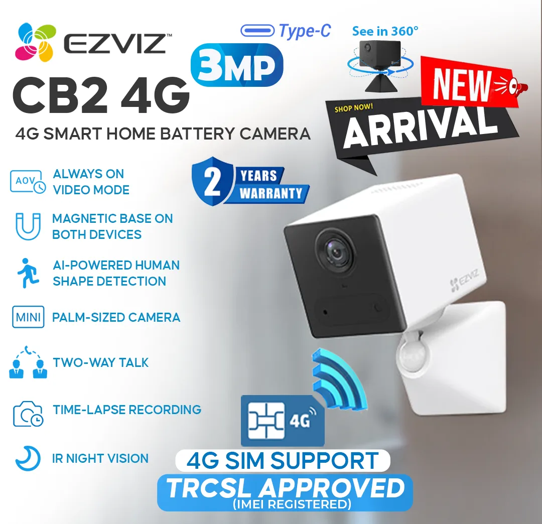 Ezviz CB2 4G 3MP Smart Home Battery Camera Colombo Srilanka