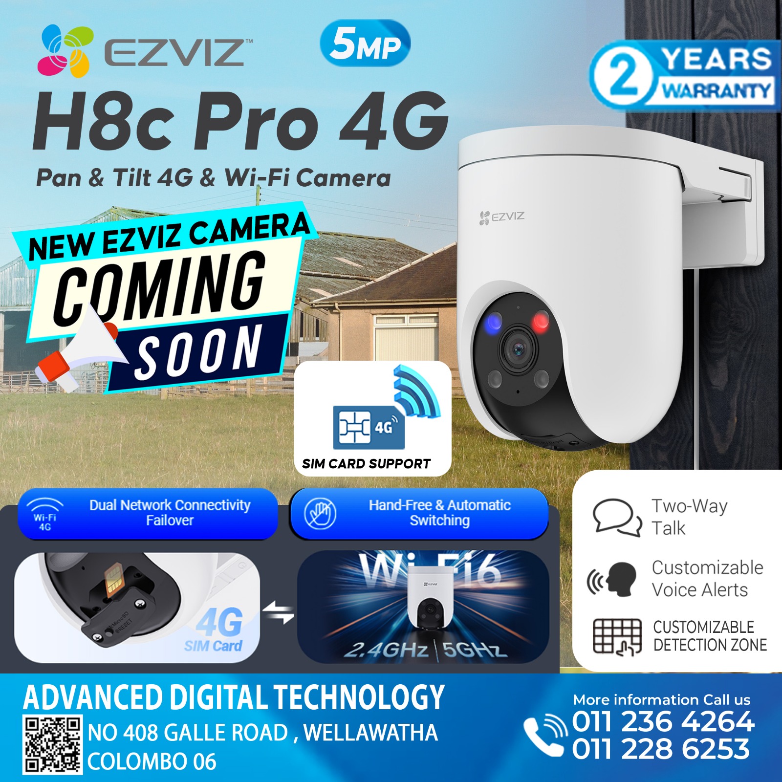 Ezviz H8c Pro 4G 5MP Pan & Tilt security camera available in Colombo Sri Lanka